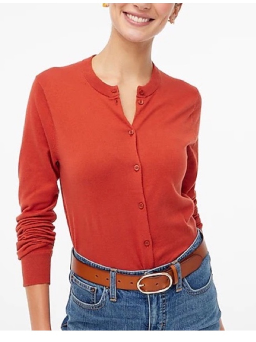 J.Crew Rust Red The Caryn Cardigan Classic 90s Butter Mom